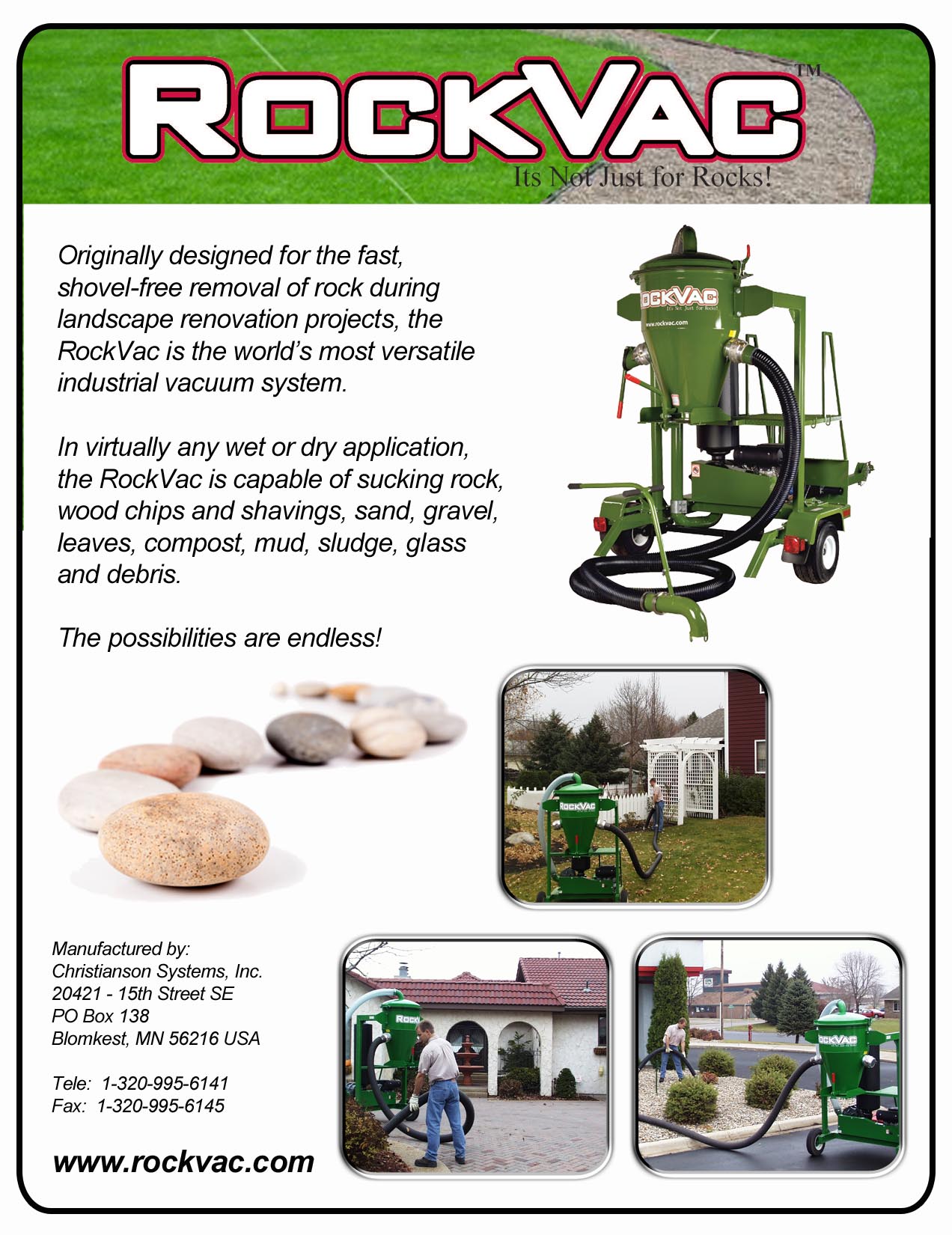 RockVac rock conveyor and dirt conveyor